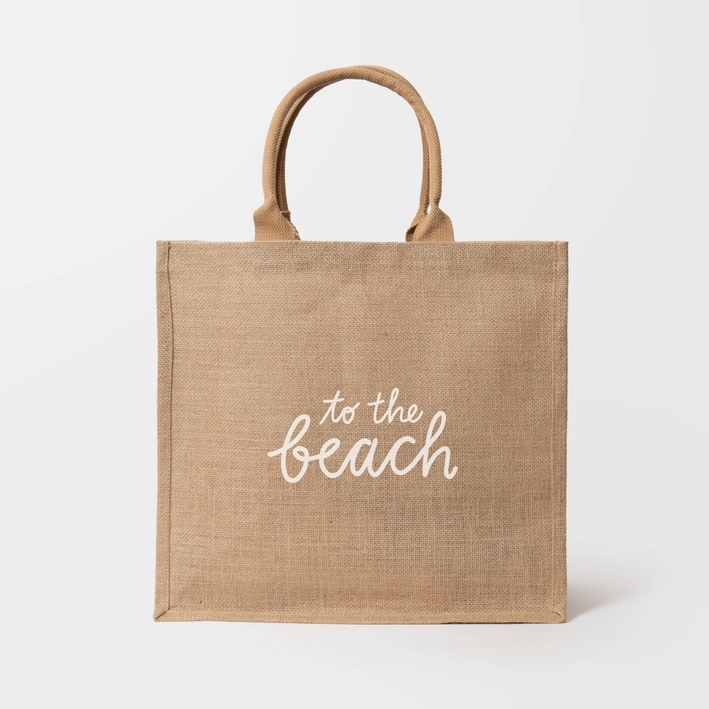 To The Beach 🏝️ The Little Market Large Tote Bag brand new lined jute